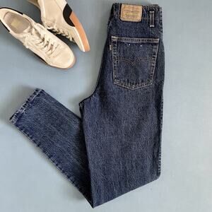 Vintage Levi’s 573 Ultra High Rise Flat Front Tapered Leg Brown Tab Jeans